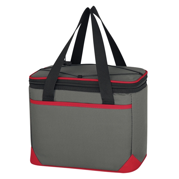 GRAY WITH RED color option for 600 D Polyester Bag