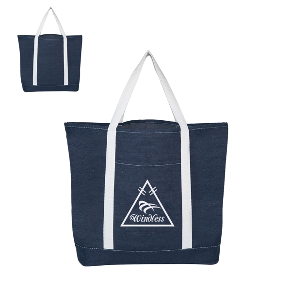 BLUE WITH WHITE color option for Jean Tote Bag