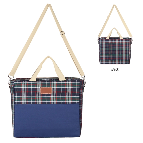 BLUE color option for Tartan 600 D Polyeter Cooler Bag