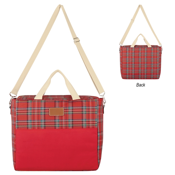 RED color option for Tartan 600 D Polyeter Cooler Bag