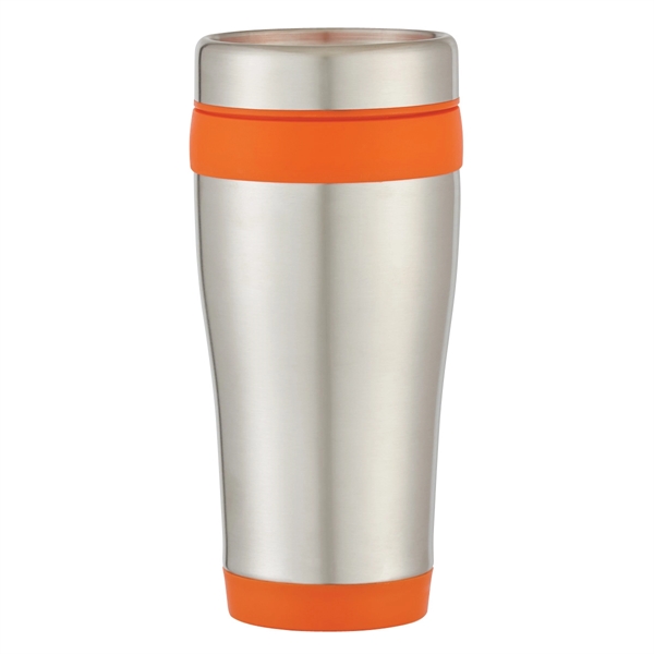 SILVER WITH ORANGE color option for 15 Oz. Insulated Stainless Tumbler