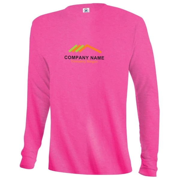 Safety Pink color option for Moisture Wicking Long Sleeve Adult Tee