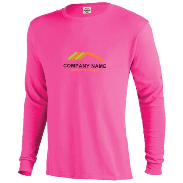 Safety Pink color option for Unisex Long Sleeve Tees