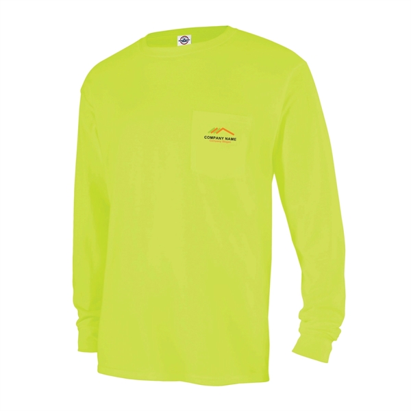 Safety Green color option for Stylish Long Sleeve Pocket Tee