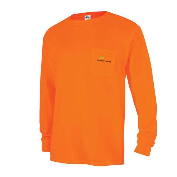 Safety Orange color option for Stylish Long Sleeve Pocket Tee