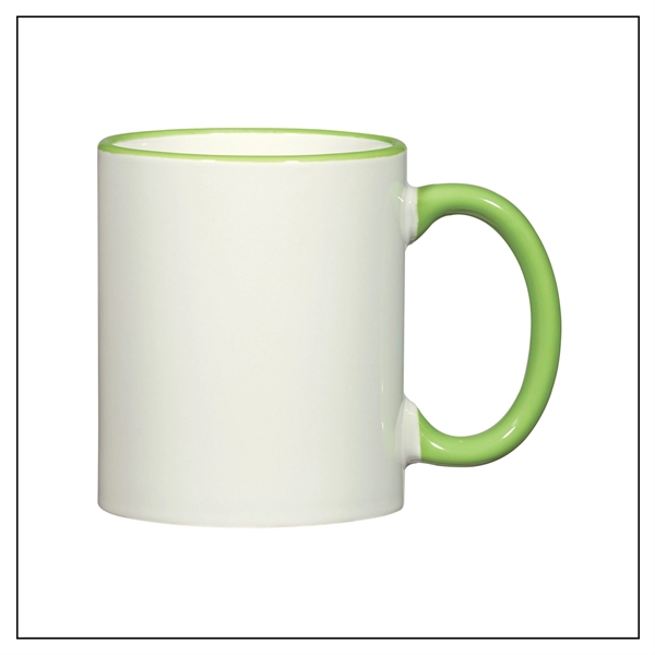 WHITE WITH LIME color option for Two Toned Mug