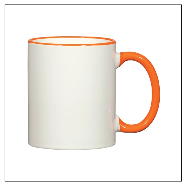 WHITE WITH ORANGE color option for Two Toned Mug