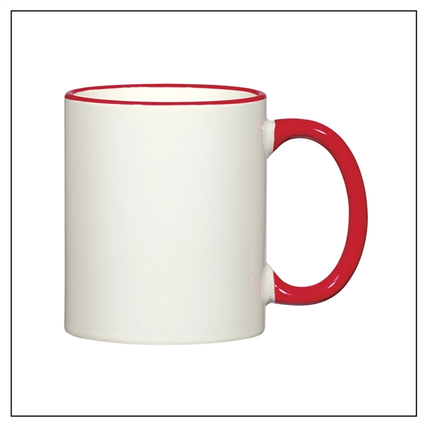 WHITE WITH RED color option for Two Toned Mug