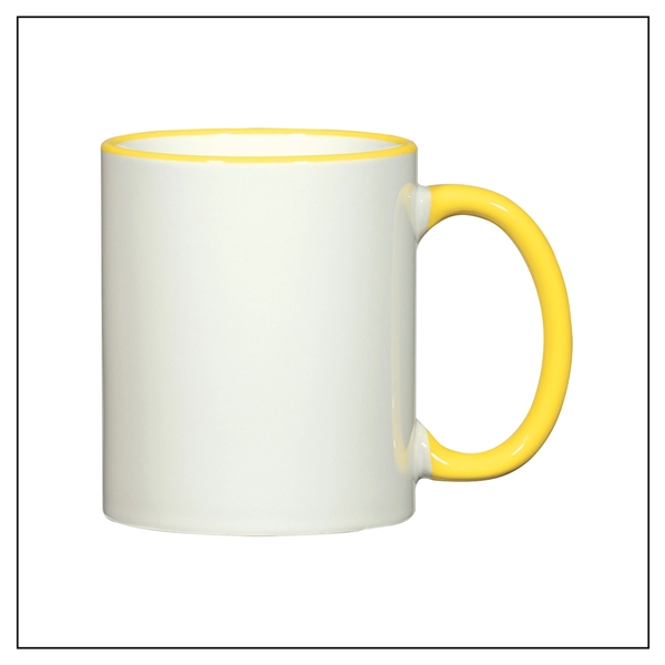 WHITE WITH YELLOW color option for Two Toned Mug