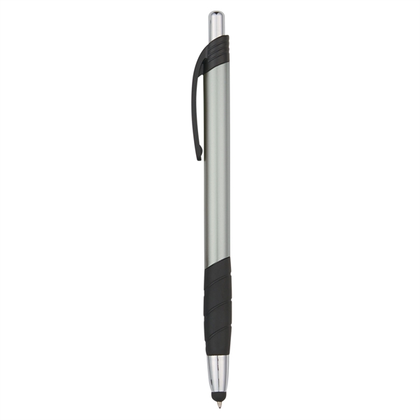 SILVER color option for Sleek Plunger Action Pen With Stylus