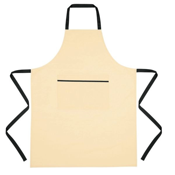 NATURAL WITH BLACK color option for Cuisine Apron   100% Cotton