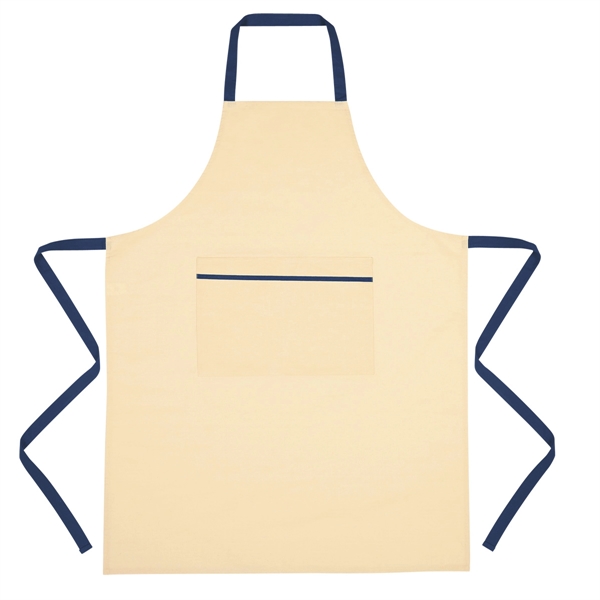 NATURAL WITH NAVY color option for Cuisine Apron   100% Cotton