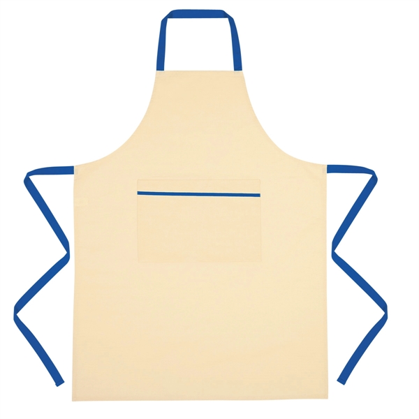 NATURAL WITH ROYAL BLUE color option for Cuisine Apron   100% Cotton