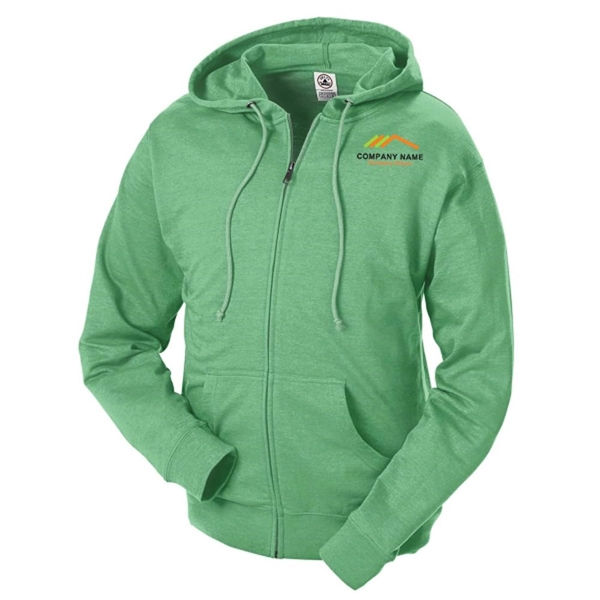 Kelly Green Heather color option for French Terry Fleece Hoodie With Zipper