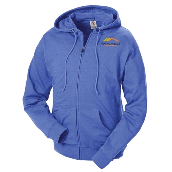 Royal Blue Heather color option for French Terry Fleece Hoodie With Zipper