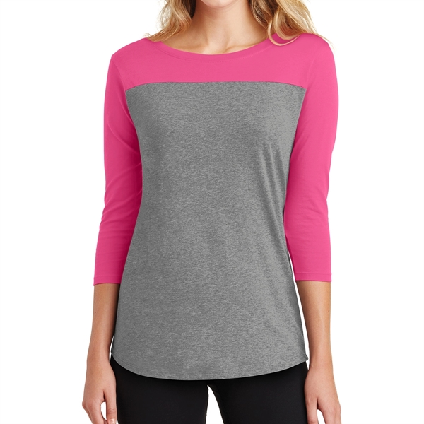 DARK FUSCHIA/ GRAY FROST color option for Junior Crew 3/4 Sleeve Tee