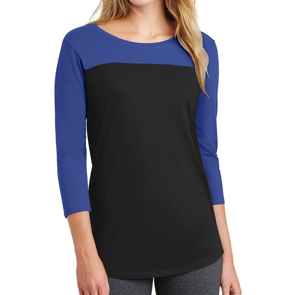 DEEP ROYAL/ BLACK color option for Junior Crew 3/4 Sleeve Tee