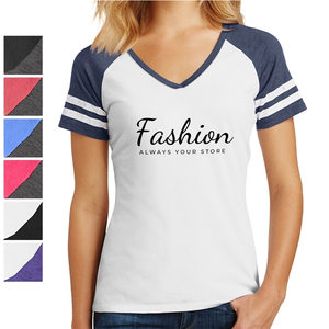 Photo of District Made® Women's Varsity V Neck T Shirt