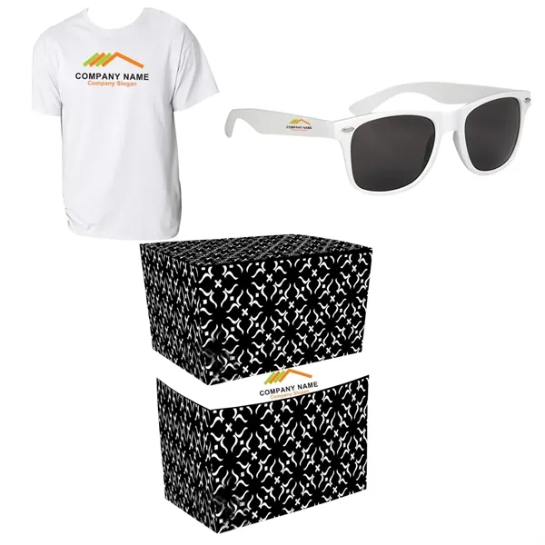 Black color option for Adult Heavy Cotton White Tees With Colorful Sunglasses