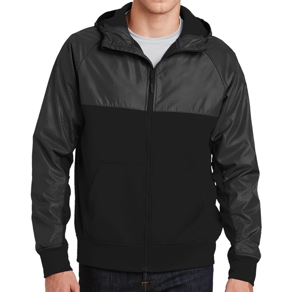 BLACK/BLACK color option for Embossed Moisture Wicking Full Zipper Jacket