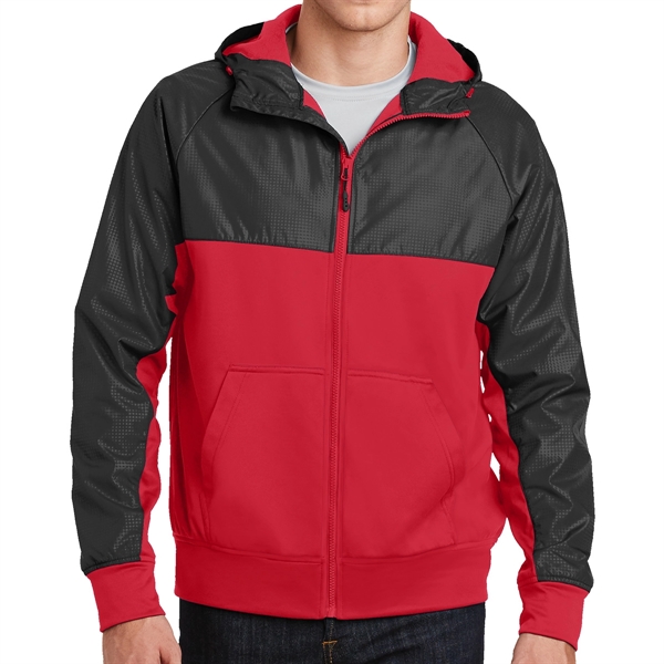 TRUE RED/BLACK color option for Embossed Moisture Wicking Full Zipper Jacket
