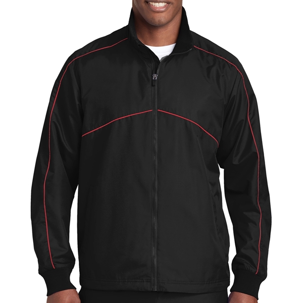 BLACK/ TRUE RED color option for Polyester Ripstop Jacket For Sports
