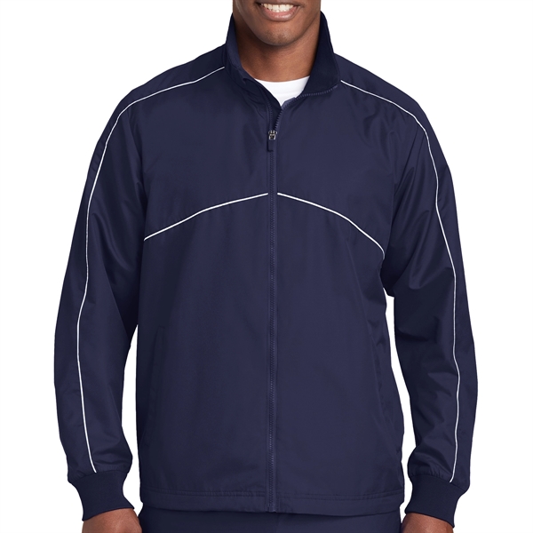 TRUE NAVY/ WHITE color option for Polyester Ripstop Jacket For Sports