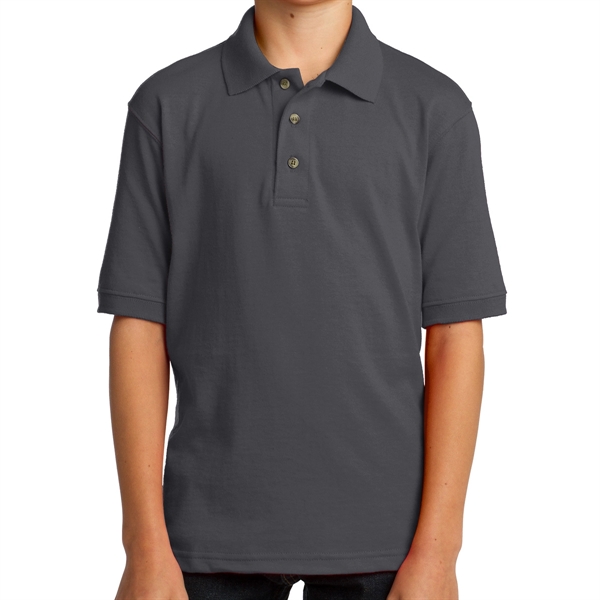 Charcoal color option for Youth's Everyday Port & Company® Core Blend Jersey Knit Polo