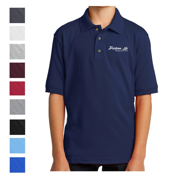 Deep Navy color option for Youth's Everyday Port & Company® Core Blend Jersey Knit Polo