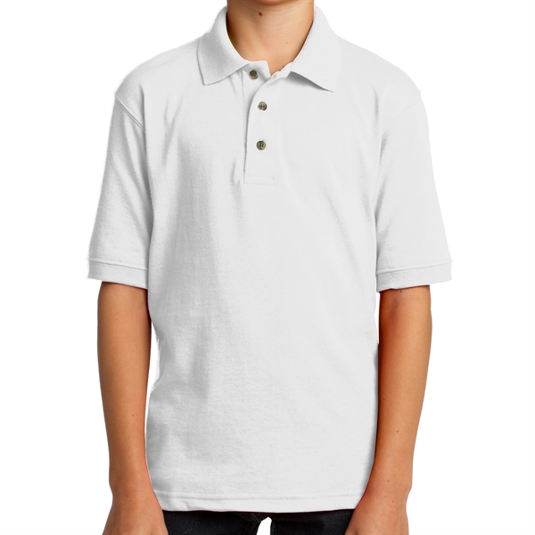 White color option for Youth's Everyday Port & Company® Core Blend Jersey Knit Polo