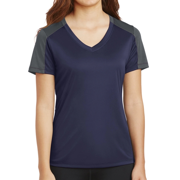 PURPLE/BLACK color option for 100% Polyester Ladies' Tee
