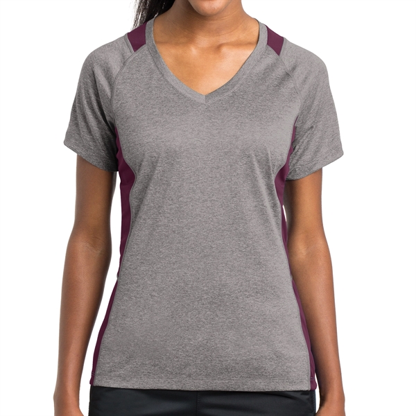 VINTAGE HEATHER/ MAROON color option for V Neck Raglan Tee