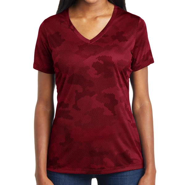 Deep Red color option for Ladies' Camo Inspired Shirt