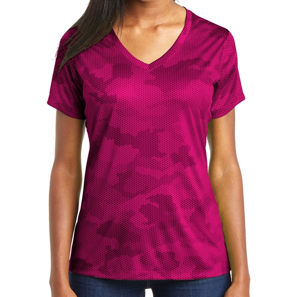 PINK RASPBERRY color option for Ladies' Camo Inspired Shirt