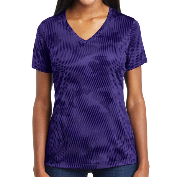 PURPLE color option for Ladies' Camo Inspired Shirt