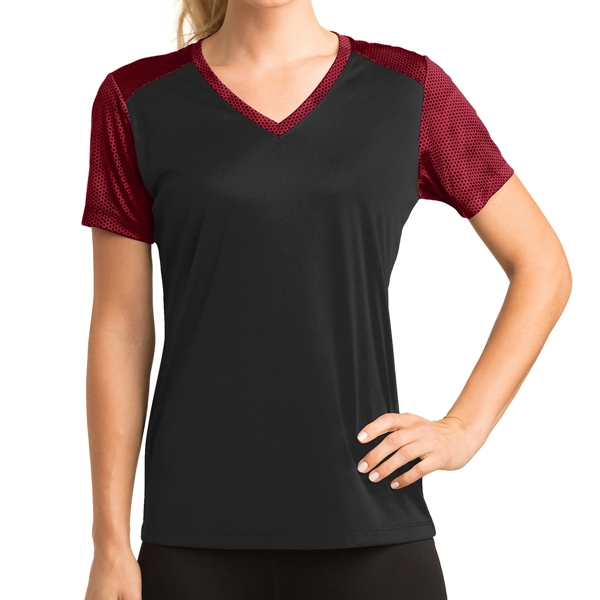 BLACK/DEEP RED color option for Classic Colorblock V Neck Shirt