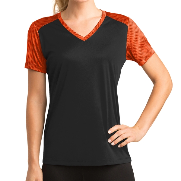 BLACK/NEON ORANGE color option for Classic Colorblock V Neck Shirt