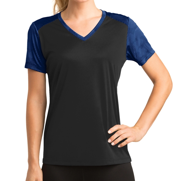 BLACK/TRUE ROYAL color option for Classic Colorblock V Neck Shirt