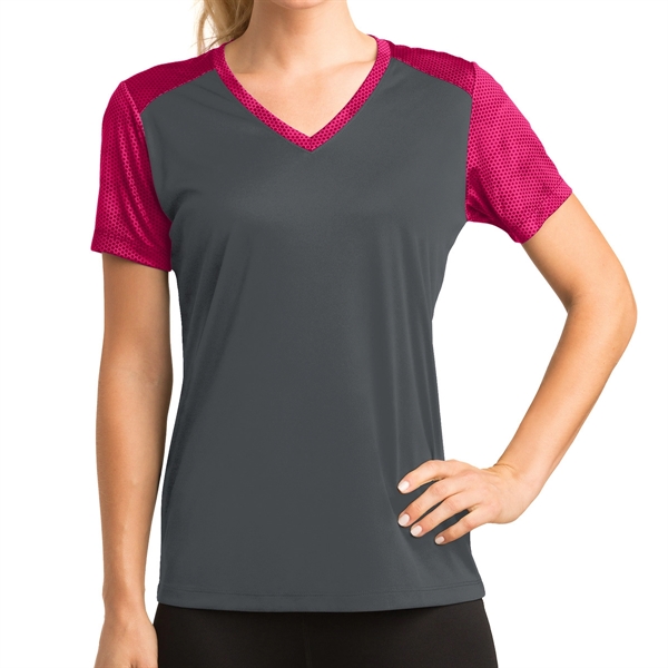 IRON GREY/PINK RASPBERRY color option for Classic Colorblock V Neck Shirt
