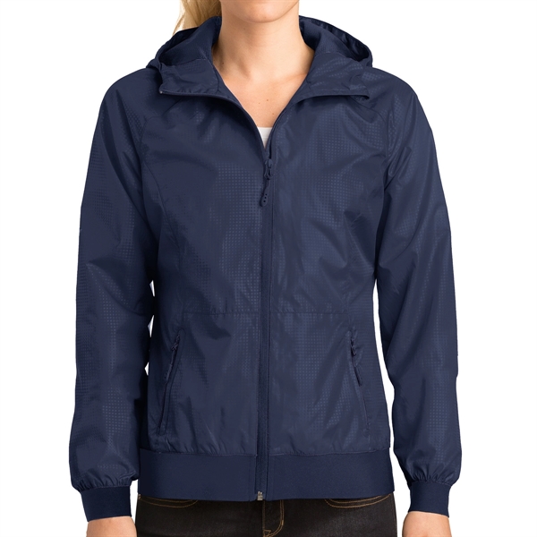 True Navy/True Navy color option for Embossed Jacket With Hood For Women
