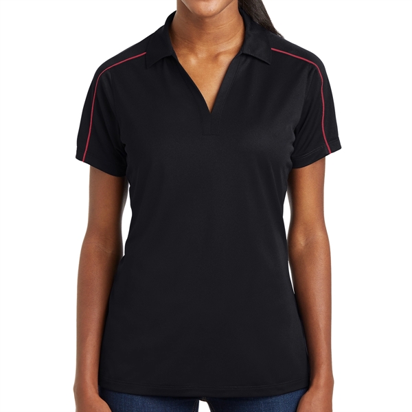 BLACK/ TRUE RED color option for Athletic Ladies' Polyester Polo