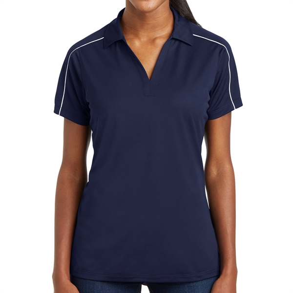 TRUE NAVY/ WHITE color option for Athletic Ladies' Polyester Polo