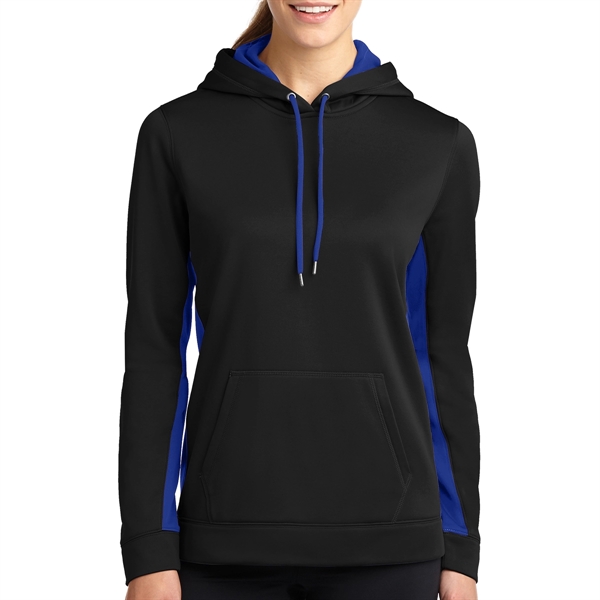 BLACK/TRUE ROYAL color option for Sport On Ladies' Colorblock Hooded Pullover