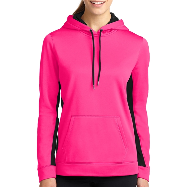 NEON PINK/BLACK color option for Sport On Ladies' Colorblock Hooded Pullover