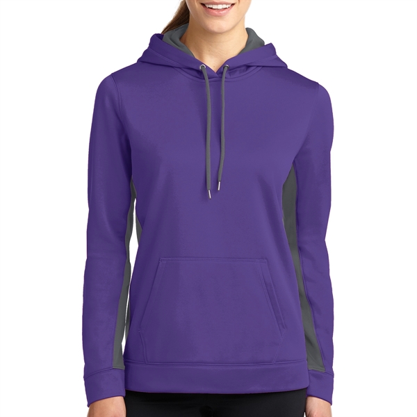 PURPLE/DARK SMOKE GRAY color option for Sport On Ladies' Colorblock Hooded Pullover
