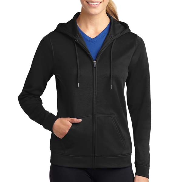 BLACK color option for Sport Tek® Sport Wick® Women's Zippered Hoodie Jacket