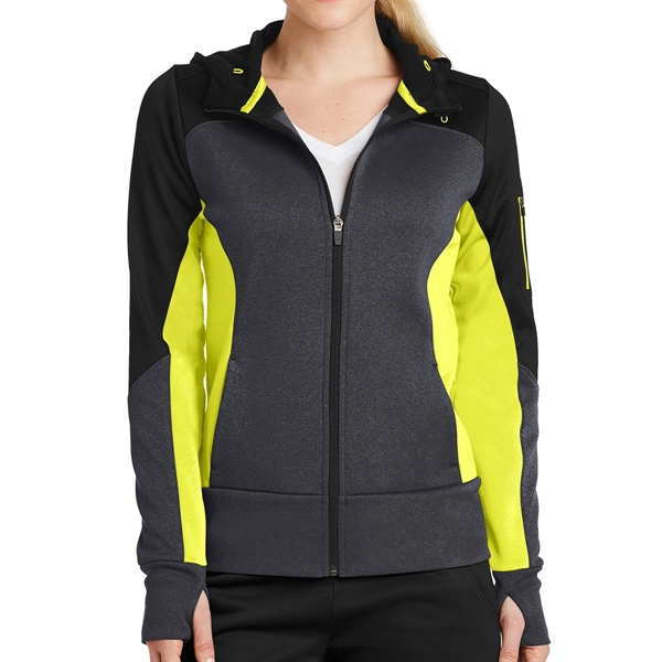 Black/Graphite Heather/Citron color option for Women's Colorblock Full Zipper Jacket