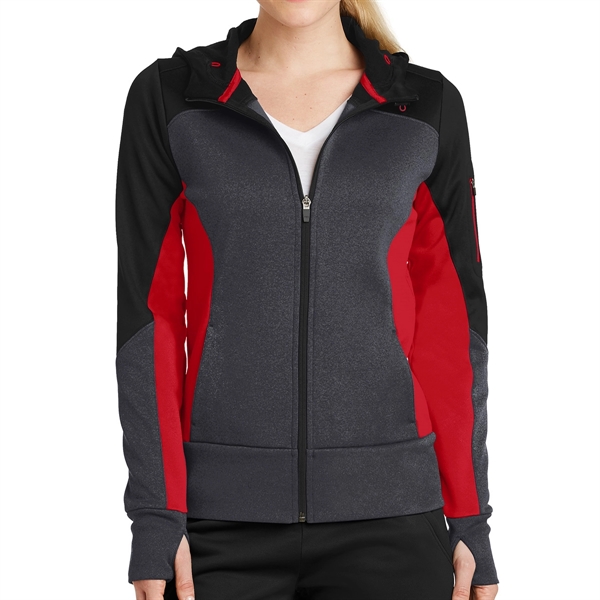Black/Graphite Heather/True Red color option for Women's Colorblock Full Zipper Jacket