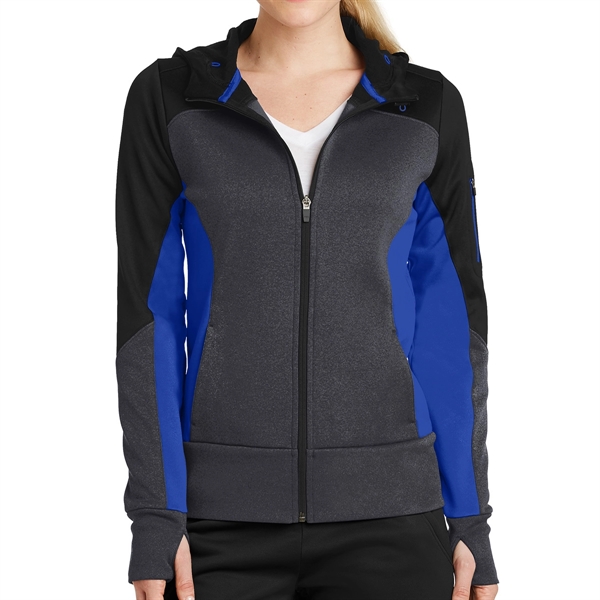 BlackGraphite Heather/True Royal color option for Women's Colorblock Full Zipper Jacket