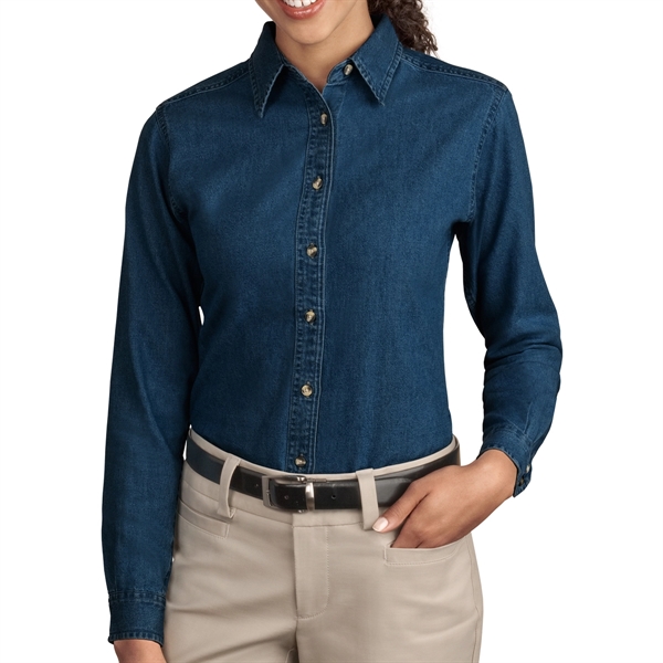 INK BLUE color option for Ladies' Long Sleeve Denim Shirt